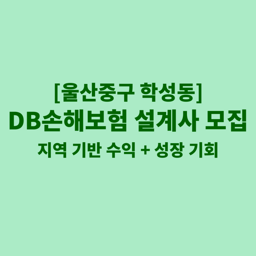 DB손해보험 울산 학성동 보험설계사 채용 공고 이미지 – 신입, 경력자, 이직자 모집
