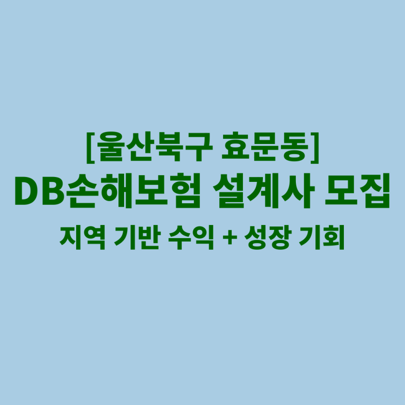 DB손해보험 울산 효문동 보험설계사 채용 공고 이미지 – 신입, 경력자, 이직자 모집