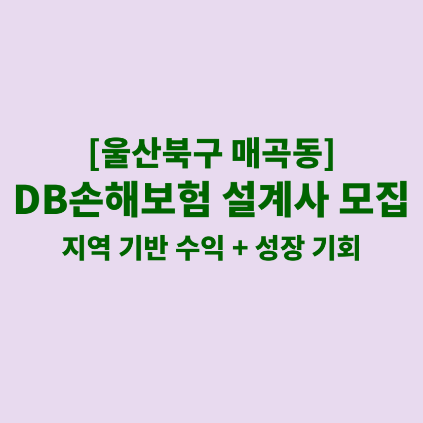 DB손해보험 울산 매곡동 보험설계사 채용 공고 이미지 – 신입, 경력자, 이직자 모집