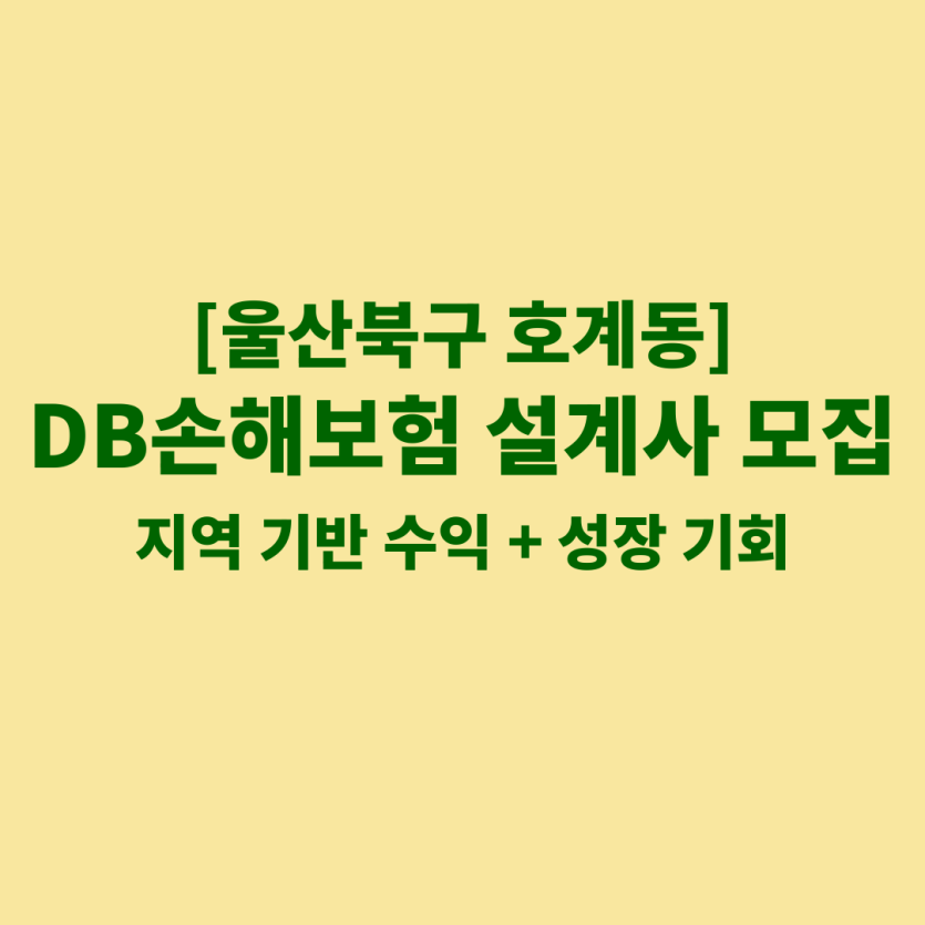 DB손해보험 울산 호계동 보험설계사 채용 공고 이미지 – 신입, 경력자, 이직자 모집